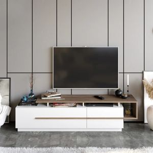 Mesa Moderna de TV Norris color Blanco/Marrón TU MESITA 2 puertas