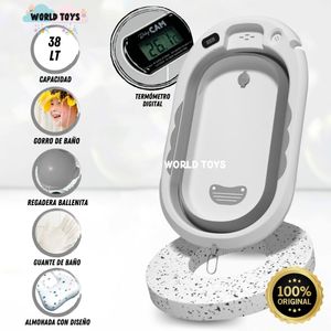 Bañera Portátil Zumar con Termómetro Digital Gris
