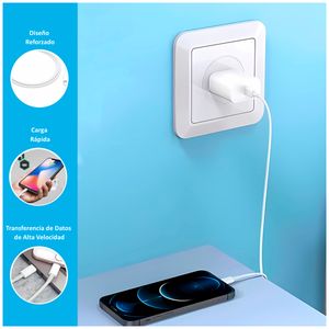 Cargador Cubo de 20w + Cable Tipo C a Lightning Réplica A1