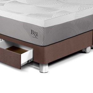 Dormitorio Balanzze Cajones King Cabecera Blocks + Velador Han Chocolate