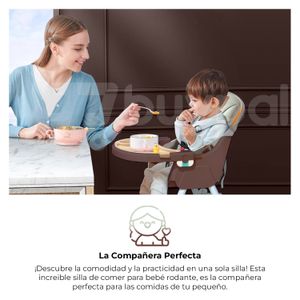 Silla de Comer Bebe Rodante Multifuncional Marron