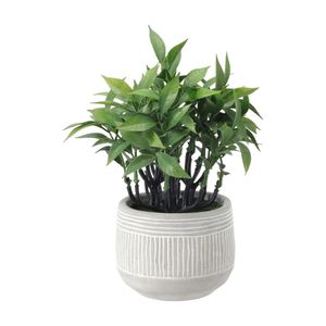 Maceta de Concreto con Planta Artificial