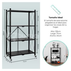 Estante Metal de 4 Niveles Plegable Almacenamiento