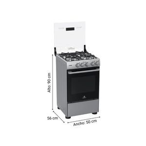Cocina de Pie a Gas 20" Indurama Fontana 4 Hornillas Acero Gris, con Horno