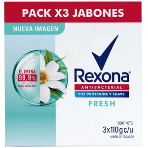 Jabón Tocador REXONA Antibacterial Fresh 110g x 3un PV