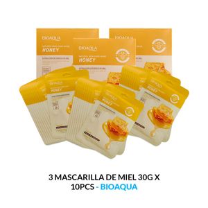 Mascarilla Natural De Miel Para El Cuidado De La Piel 30G X 10Pcs Bioaqua 3 Unidades