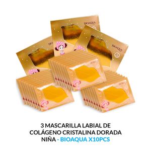 Mascarilla Labial de Colágeno Cristalina Dorada Niña Bioaqua 3 Unidades
