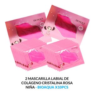 Mascarilla Labial De Colágeno Cristalina Rosa Niña 8G X10Pcs Bioaqua 2 Unidades