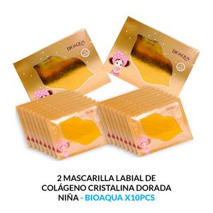 Mascarilla Labial de Colágeno Cristalina Dorada Niña Bioaqua 2 Unidades