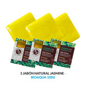 Jabón Natural De Jazmin Bioaqua 100G Desintoxicante 3 Unidades