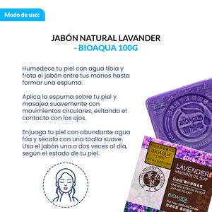 Jabón Natural De Lavanda Bioaqua 100G Desintoxicante 2 Unidades