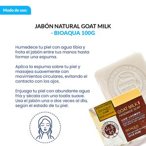 Jabón Natural De Leche De Cabra Bioaqua 100G Desintoxicante 2 Unidades