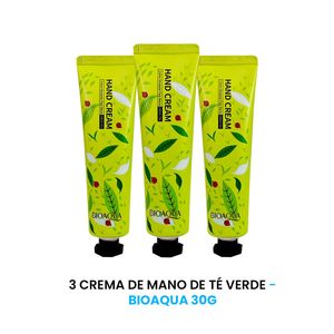 Crema De Mano De Té Verde Bioaqua 3 Unidades