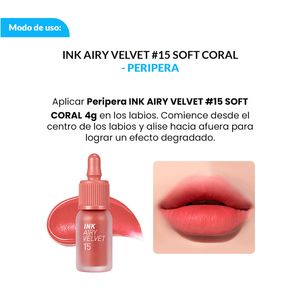 Tinta de Labios Ink Airy Velvet n°15 Soft Coral Peripera 2 Unidades