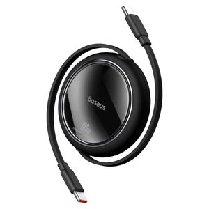 Cable USB Tipo-C a Tipo-C Baseus 100W, 1m, retráctil, negro