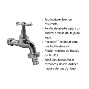 Llave de jardín cromada 1/2" c/emp