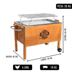 Caja China Mediana Meat Master Premium + Parrilla de Varillas Acero Inoxidable