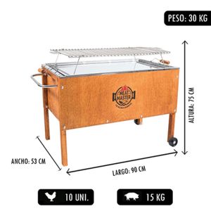 Caja China Grande Meat Master Premium + Parrilla de Varillas Acero Inoxidable