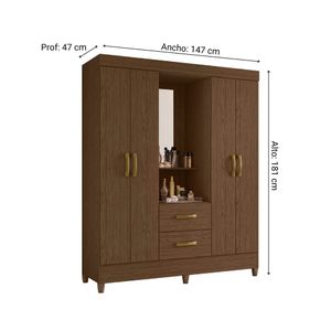 Ropero Mobi 4 Puertas 2 Cajones MDP Moka