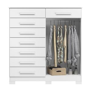 Comoda Praga 8 Cajones 2 Puertas MDP Blanco Albatroz