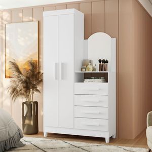 Ropero Praga 2 Puertas + Comoda Tocador Blanco Albatroz