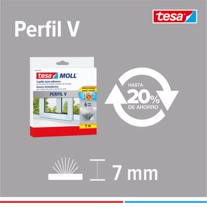 Perfil flexible ventana cepillo V 5m Tesa