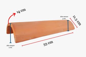 Teja artesanal de arcilla curvo Naranja 0.14x0.33mxmm Nacional
