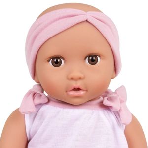 Muñeca Lullababy Bebé Con Lazo Rosa Y Ojos Marron