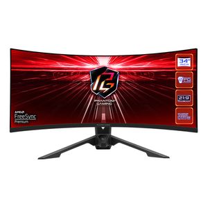 Monitor gamer 34" Asrock PG34WQ15R3A Panel VA, WQHD (3440 x 1440), 165Hz, 1ms, entradas HDMI/ DisplayPort