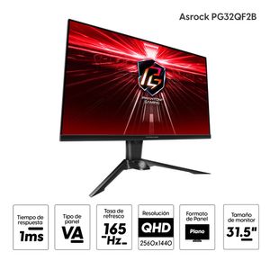 Monitor gamer 31.5" Asrock PG32QF2B Panel VA, QHD (2560 x 1440), 165Hz, 1ms, entradas HDMI/ DisplayPort
