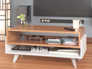 Moderna Mesa de Centro Sonya color Blanco/Marrón TU MESITA
