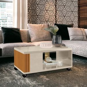 Mesa de Centro Milena con Ruedas color Blanco TU MESITA
