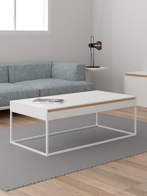 Mesa de Centro Industrial Elevable Karim color Blanco TU MESITA
