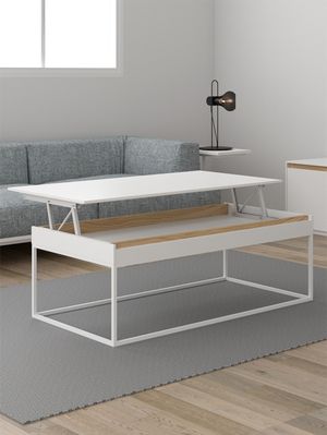Mesa de Centro Industrial Elevable Karim color Blanco TU MESITA