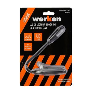 Luz de Lectura Portátil 6000k Negro Werken - Incluido Pila Cr2016 (3V)