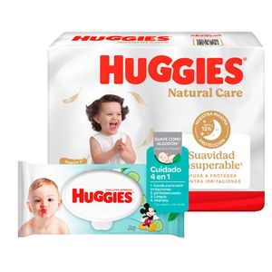 Pack Toallitas Húmedas para Bebé HUGGIES One & Done 48un + Pañales para Bebé HUGGIES Natural Care Talla XXG 58un
