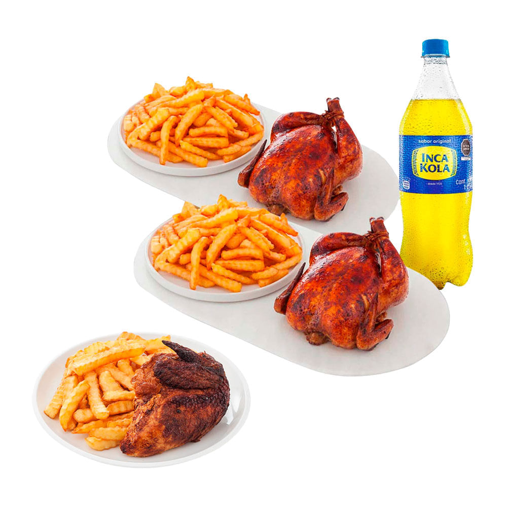 Pack 2 Pollos Rostizados + 1/4 Pollo Rostizado + Papas Fritas x3un ...