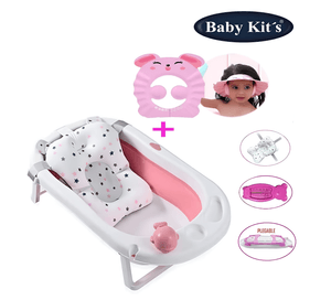 Bañera Plegable Para bebes AQUARIUM Rosado+ GORRO