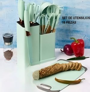 Set de Cucharones de Silicona para Cocina de 18 piezas- VERDE