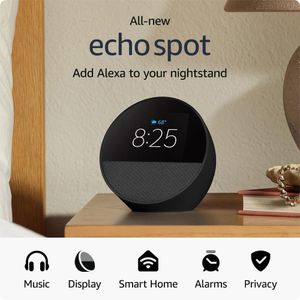 Amazon Echo Spot 2024 Despertador Inteligente con sonido vibrante