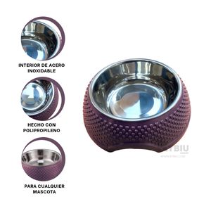 Plato Lindo para Perros con Bowl Acero Desmontable Purpura