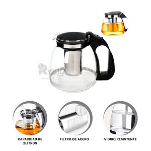 Tetera Resistente al Calor de Color Negro Y+Papel de Regalo