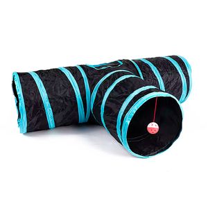 Set 3 Túnel para Gatos Polyester Plegable 120, 80, 50cm Negro/Turquesa