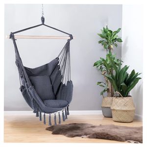Hamaca Silla Acolchonada Colgante Negra 130cm x 100cm