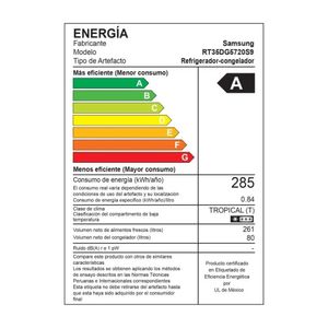 Refrigeradora de 341 Lts con Dispensador de Agua Samsung RT35DG5720S9 Silver