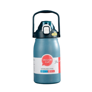Termo De Acero Inoxidable Con Pajita Portable Acabado Mate Azul