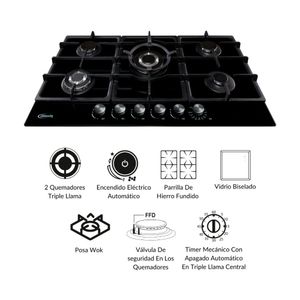 Cocina empotrable Klimatic Aosta 90 Negra 90cm