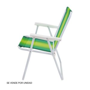 Silla de Playa Plegable Alta Metal Rayas Mor | Color Aleatorio