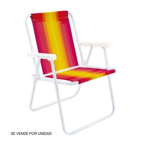 Silla de Playa Plegable Alta Metal Rayas Mor | Color Aleatorio