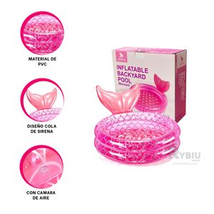 Piscina Inflable con Cola de Sirena de Color Rosado